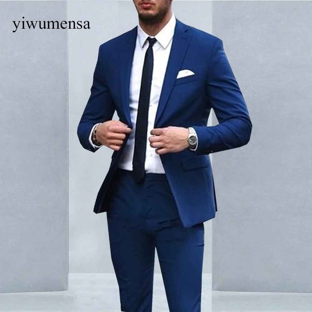 YWMS-13 Королевский синий мужские костюмы костюм Homme Жених Смокинги Groomsmen Свадебная вечеринка ужин 2018 Best человек костюм (куртка + брюки)