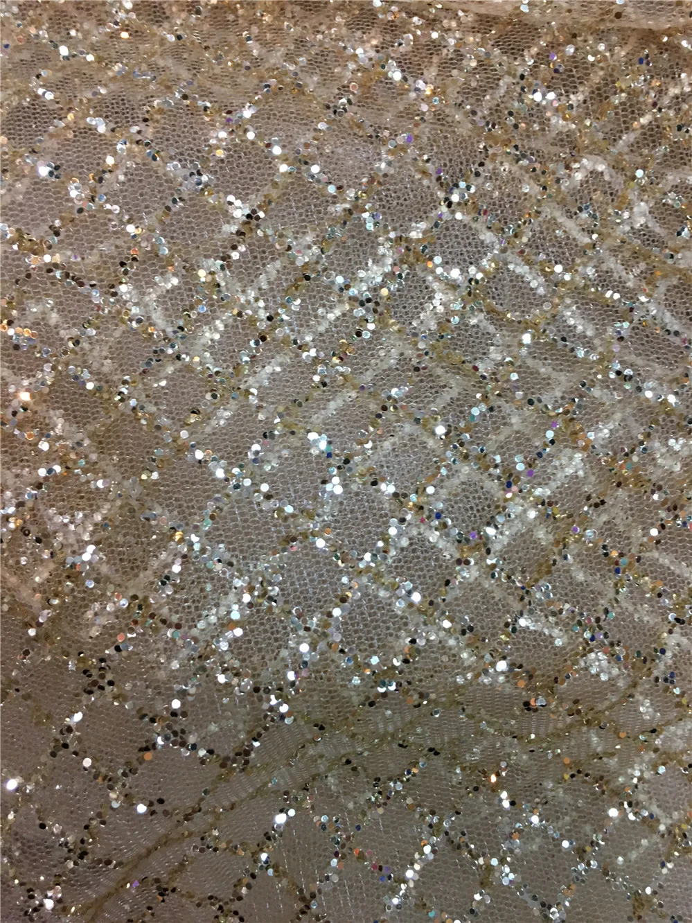2017 New design african gold glitter lace fabric glitter sequins French