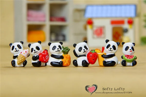 Cute Panda Mini figures pvc toys 6pcs - 1