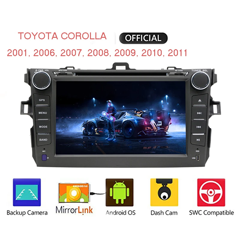 

Quad Core 1024 * 600 Android 8.1 app for TOYOTA COROLLA 2001-2006, 2007, 2008, 2009, 2010, 2011 DVD player GPS navigation Radio