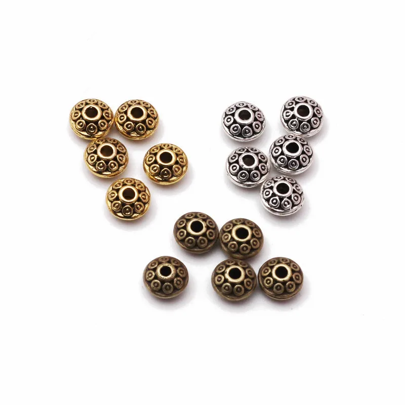 

50Pcs 6mm Tibetan Antique Silver/Gold/Bronze Oval UFO Metal Loose Spacer Beads DIY Bracelet Necklace Charms Jewelry Findings C93