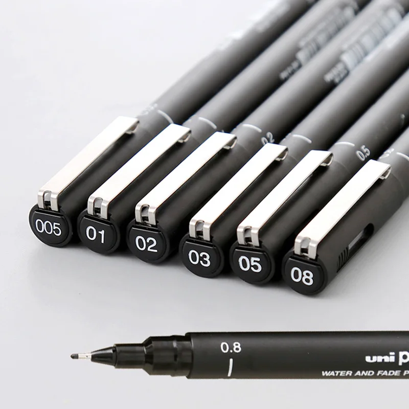 6 размеров Fineliner Pigma Micron ручка для рисования 005 01 02 03 05 08 аниме комиксы ручка не цветущие прочные художественные маркеры