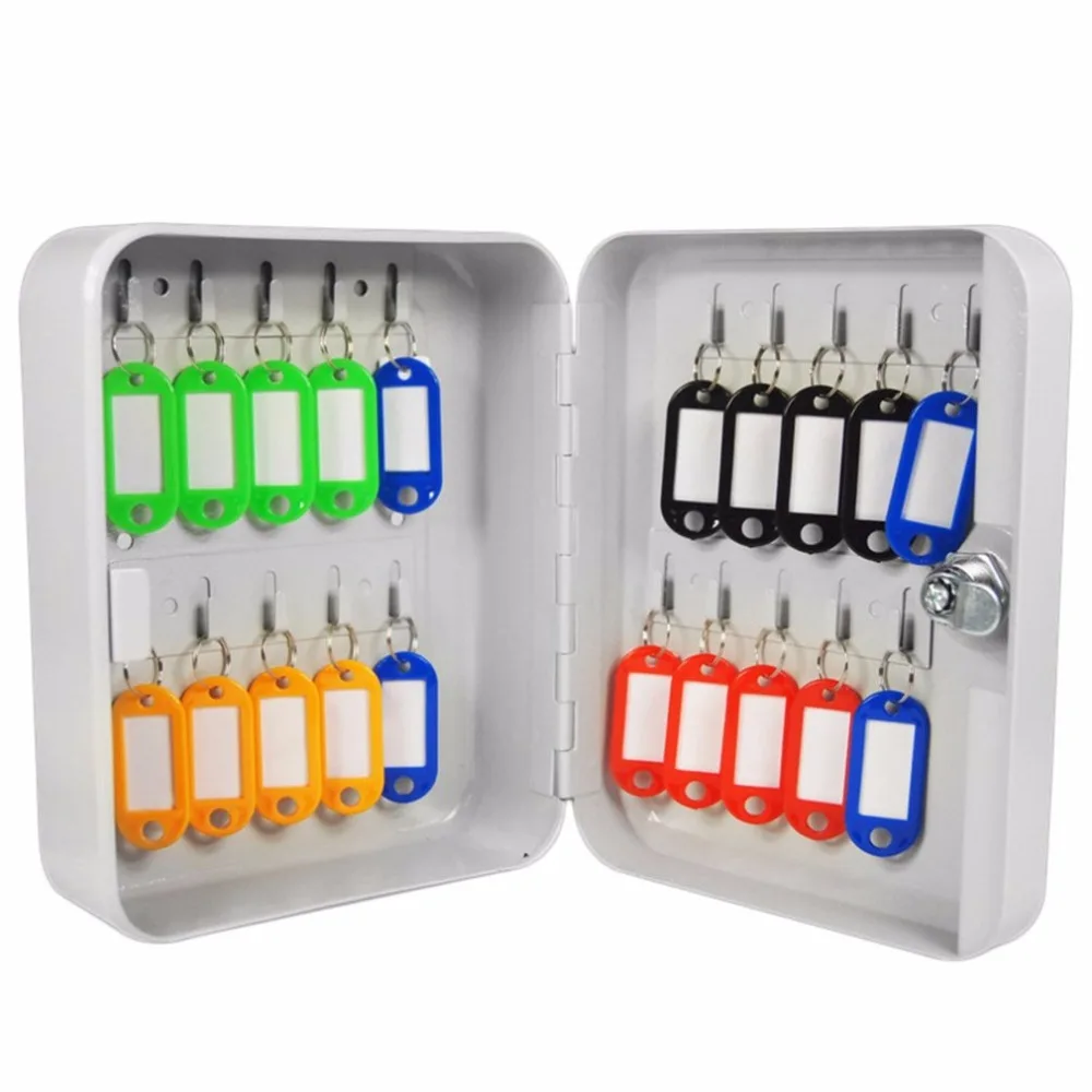 

Key Safe Box 20 Tags Fobs Wall Mounted Lockable Key Cabinet Box Alloy Material Storage Box Security Organizer Boxes