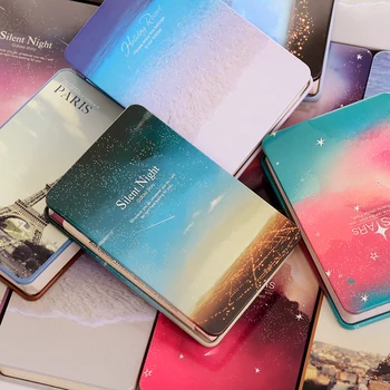 

New HOt Sale Star Diary Notebook Color Paper Metal Cover Silent Night Notepad Book Journey Diary Note Book Random Color