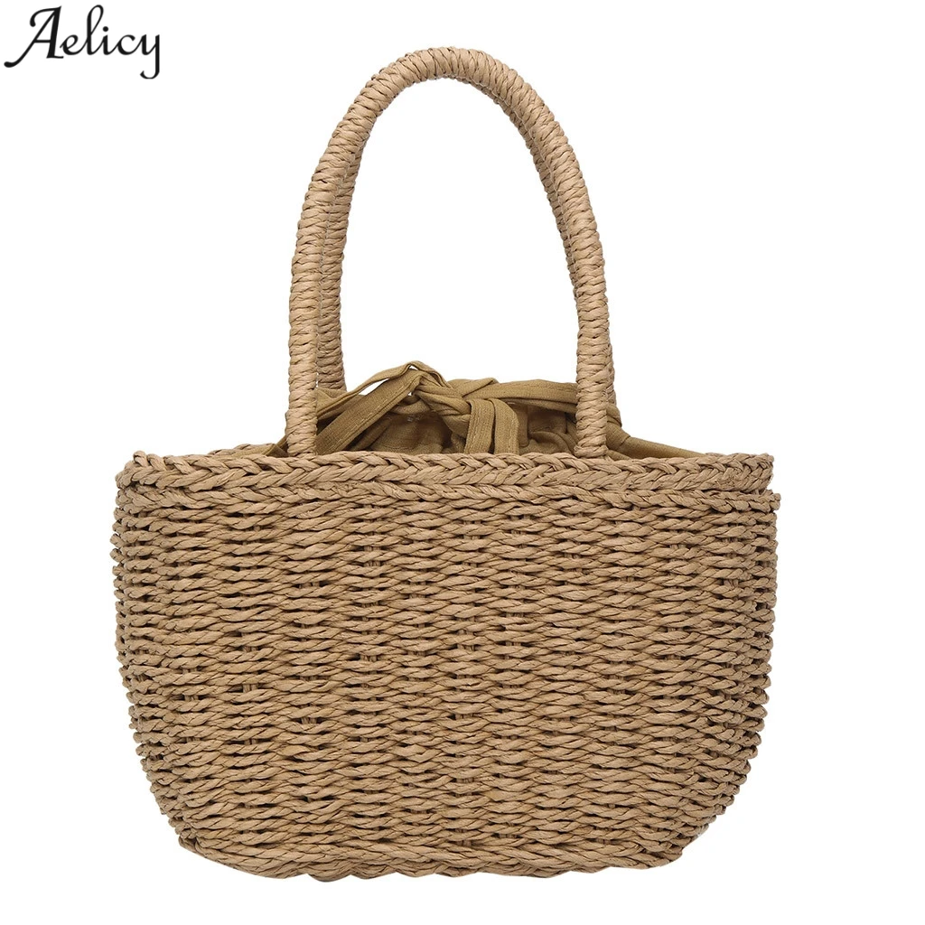 

Aelicy Women's Casual Square Straw Satchels Bag Lady Beach Fashion Versatile Simple Traveling Crossbody Messenger Bag NEW