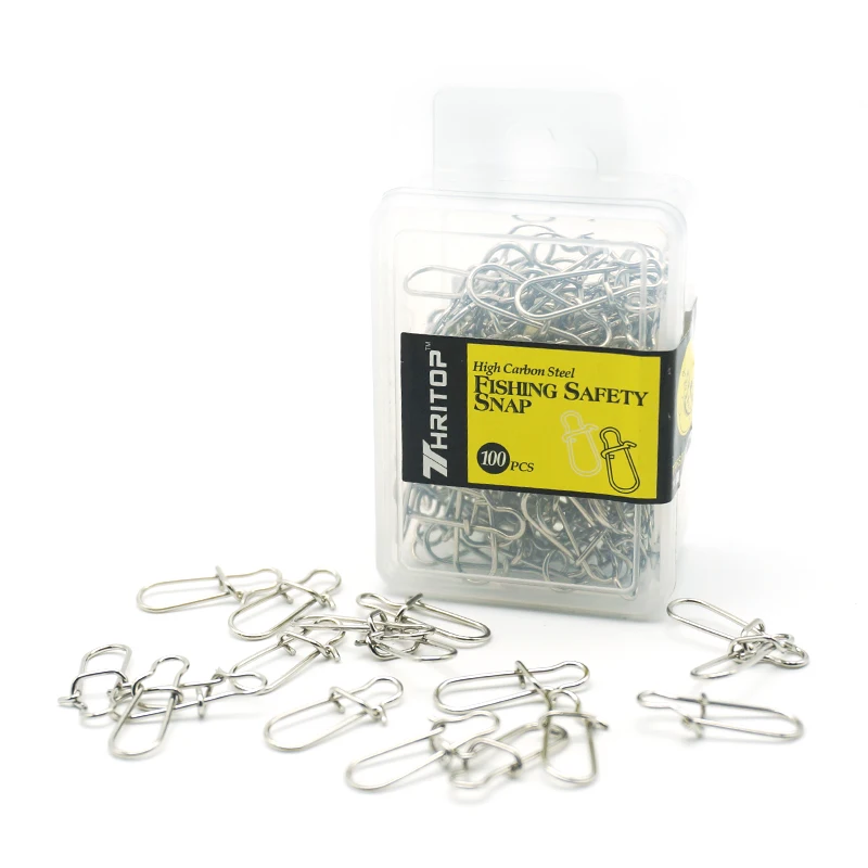 Thritop 100pcs #1 #2 #3 Safety Snaps Fishing Swivel Hook Connector Stainless Steel Hook Lock Snap Swivels Solid Rings Connector