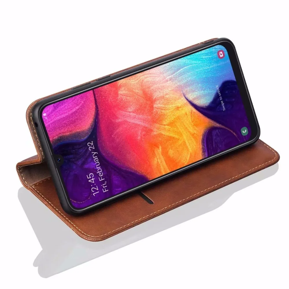 Luxury High Quality Vintage Leather Magnetic Flip Cover Wallet Case For Samsung Galaxy A60 A50 A40 A30 A20 A10 M30 M20 M10