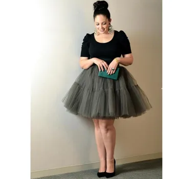 

Fashion Dusty Pink Gray Puffy Tulle Skirt Elastic Waist Custom Made Plus size Lovely Causal Women Skirts Pleated Short Saia