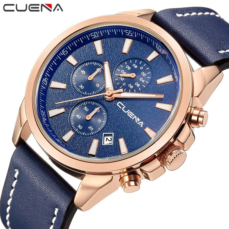 

WISHDOI Men Sports Watches Top Brand Luxury Genuine Leather Waterproof Quartz Wristwatches Fashion Male Clock Relogio Masculino