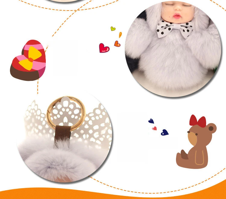Pompom de Pelúcia Bonito do Bebê Bonecos de Pelúcia Chaveiro de Pelúcia Titular do Bebê para Meninas Novo Mini Bola Boneca Moda Crianças Macia Brinquedos Charme Mulheres 4 Pelúcia Chaveiro de Pelúcia Macia Brinquedos Charme