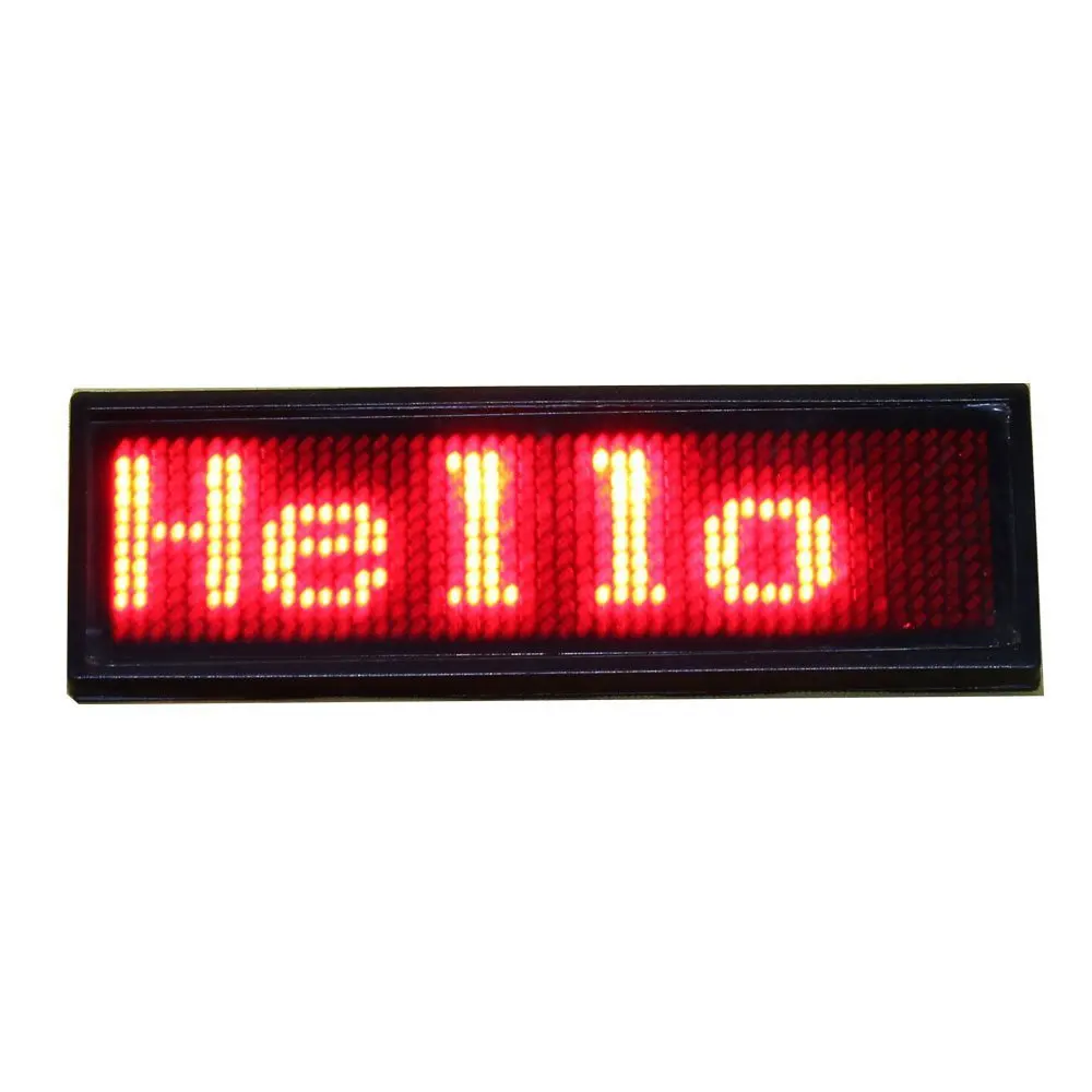 

Red color LED Programmable rechargeable Scrolling Name Message Badge Tag Digital Display English Russian, etc many languages