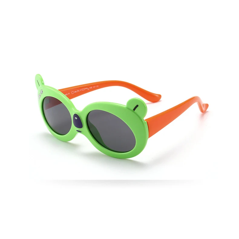 Psacss милый медведь поляризованные солнцезащитные очки для детей девочек мальчиков детская винтажная силиконовая оправа солнцезащитные очки Gafas Infantil UV400 - Цвет линз: ATBK8165-11