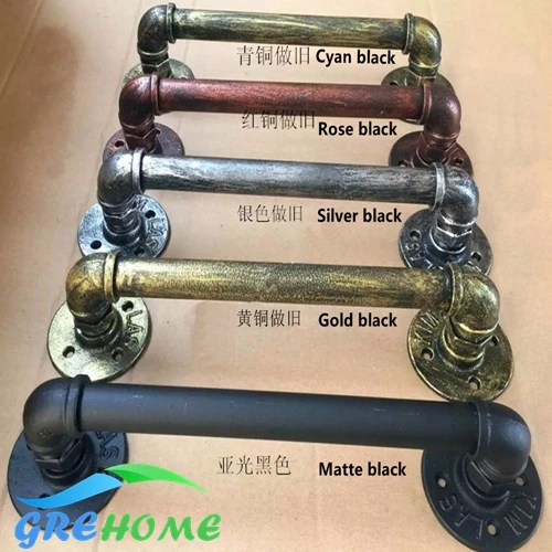 Handmade medieval retro industrial style steel pipe interior pull door handle