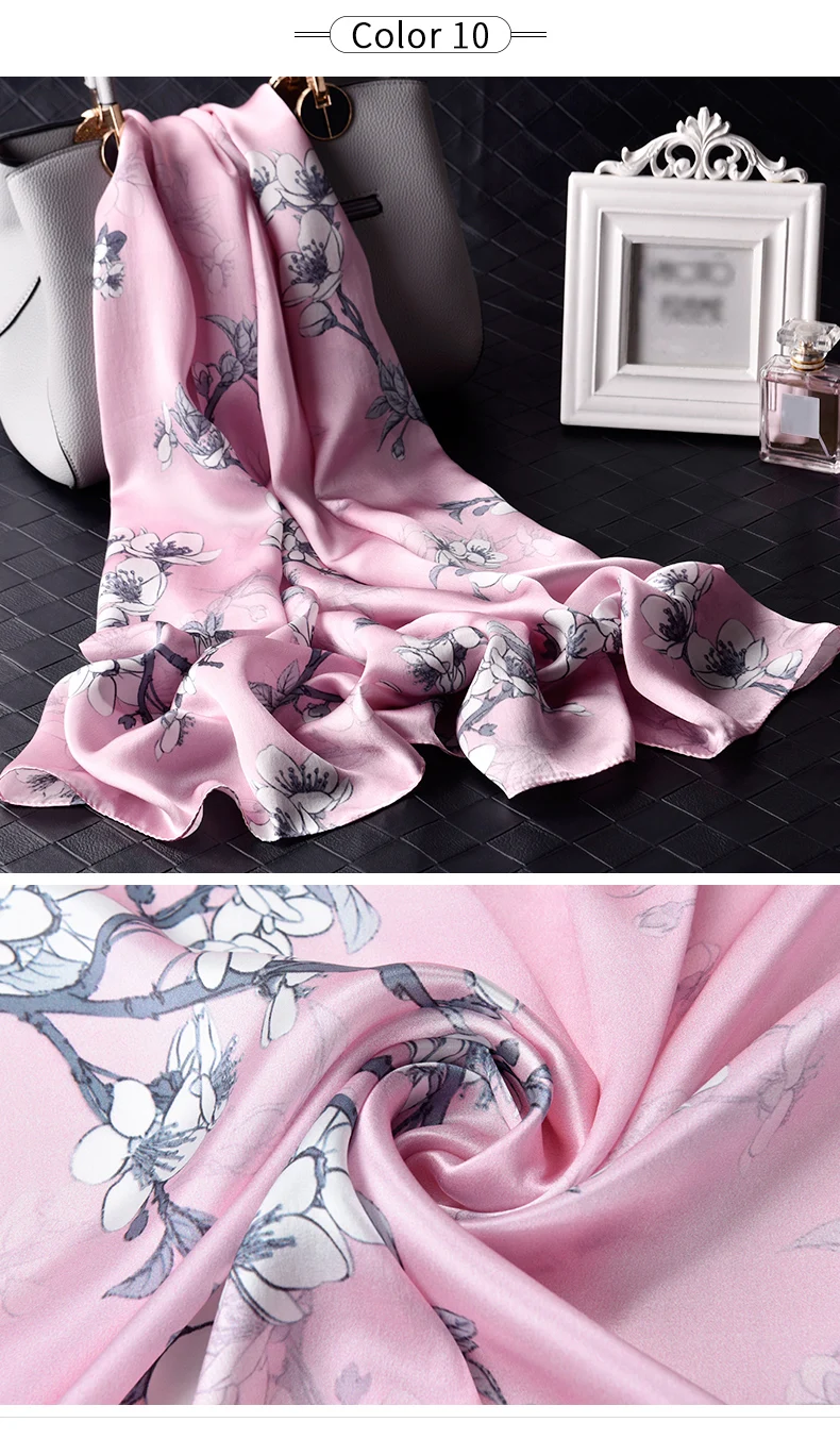 Дамы реального шелковый шарф ханьчжоу 2019 новый роскошный принт платки и палантины для женский платок женский шарф шелк 100% шарфы из чистого