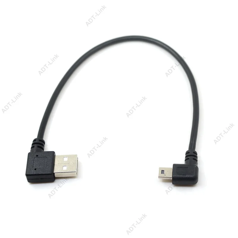 مصغرة USB كابل بيانات 10 بوصة 90 درجة USB زاوية الحق النيكل مطلي قصيرة USB 2.0-A-Male-4Pin إلى اليمين زاوية mini-B-5Pin 25 سنتيمتر