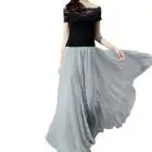 CHAMSGEND Женская эластичная талия шифоновая длинная Макси пляжная новая высокая талия плиссированная элегантная юбка Прямая 1J30 - Цвет: gray