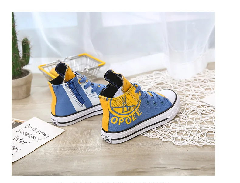 Sapatas de Lona para Meninos das Meninas do Bebê Sapatas dos Miúdos Culto Estilos Denim Sapatos Alta Corte Crianças Ankle Boots Letters Impressão Escola C07223 17 High Quality Mamãe e Bebê