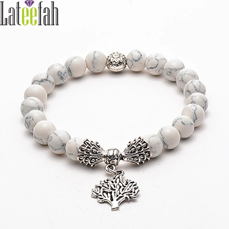 

Lateefah Fashion Jewelry Metal Stone Bracelet White Stone Bracelet Natur Stone Bracelet Men for Unisex