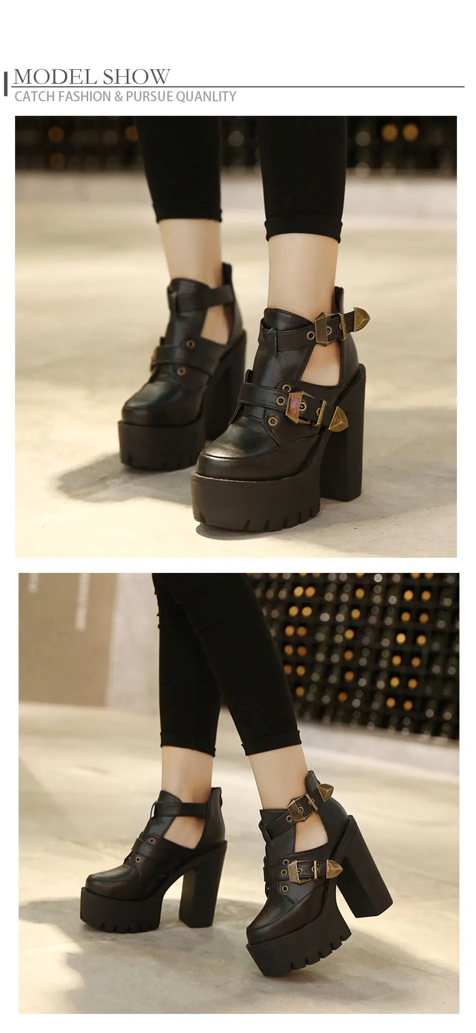 Gdgydh/; женские туфли-лодочки; сезон весна-осень; женская обувь на платформе с высоким толстым каблуком и круглым носком; повседневные модные туфли с вырезами и пряжкой; размеры