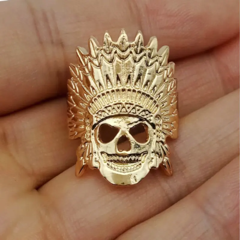 

Gold Rings For Women Chic Indian Chief Skull Ring Indien Chief Pharaoh Ring Jewelry