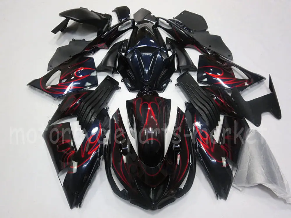 Flame Red Black ABS Plastic Injection Molded Fairing For Kawasaki Ninja ZX 14R ZX-14R ZZR1400 06-11 Motorcycle Full Fairings | Автомобили