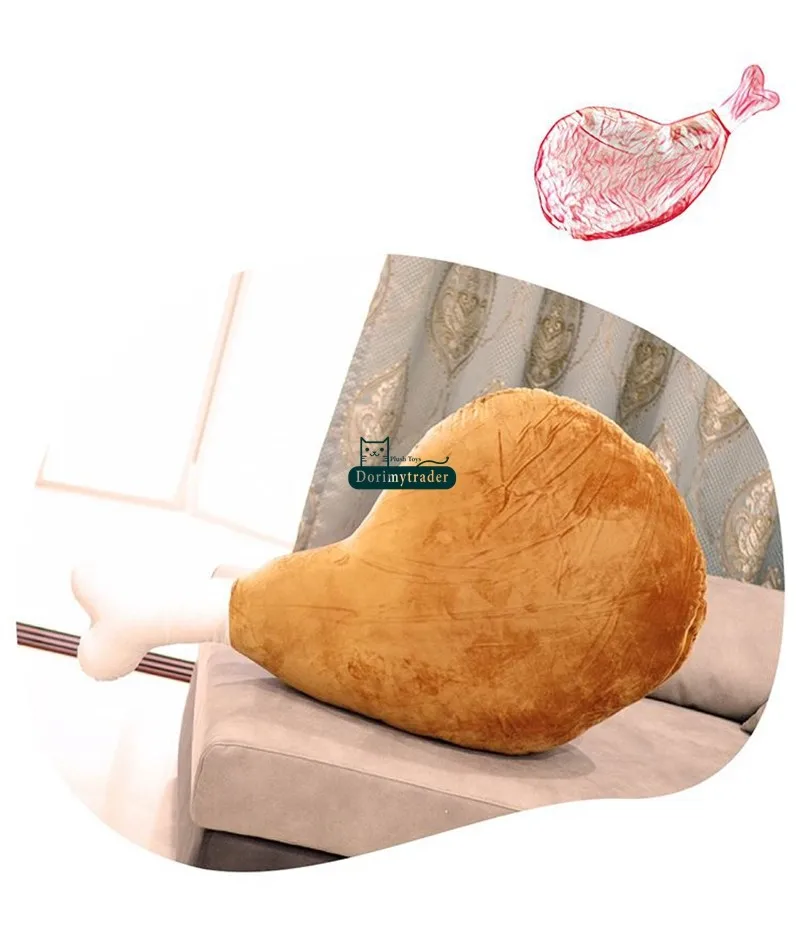 Dorimytrader New Fashion 110cm Giant Cute Soft Cartoon Drumstick Plush Pillow 43'' Big Stuffed Anime Chicken Leg Cushion Toy Gift DY60240(8)