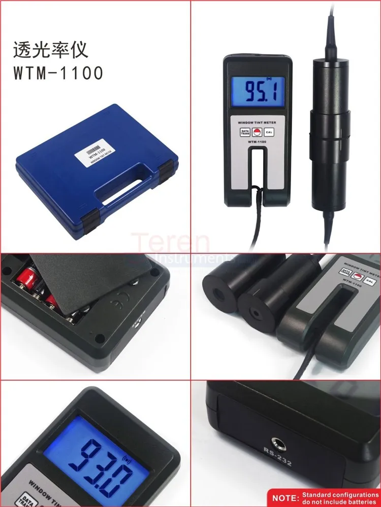 WTM-1100 Portable LCD Light Transmittance Tester Car Window Tint Meter For Glass and Turbidity or Clarity Analyzer For Liquids  5005