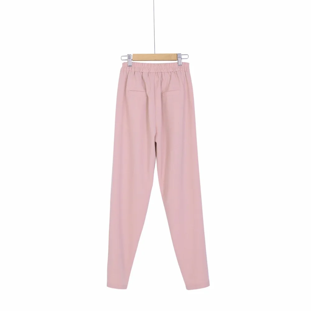 Летние Осенние студенческие женские штаны-шаровары с манжетами и высокой талией, черные, розовые крутые тонкие брюки размера плюс XXXL 3XL B67223R