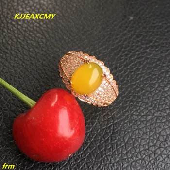 

KJJEAXCMY Fine jewelry 925 pure silver inlaid with yellow jade pulp