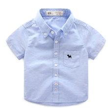 Коллекция года, летняя детская одежда рубашки для мальчиков однотонные хлопковые детские рубашки с короткими рукавами для мальчиков и девочек, детская Повседневная рубашка с отложным воротником, Топ