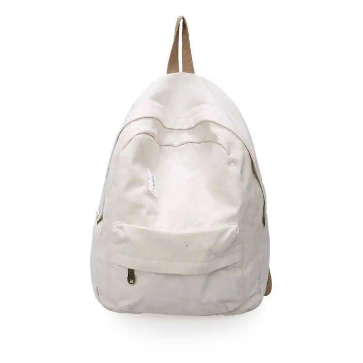 Мода, Новое поступление, женские и мужские школьные сумки на молнии с надписью для мальчиков и девочек, простые классические холщовые рюкзаки для мужчин и женщин - Цвет: Белый
