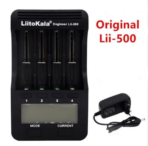 Liitokala lii500 lcd 3,7 V/1,2 V AA/AAA18650/26650/16340 зарядное устройство с экраном 18650 зарядное устройство+ 12V2A адаптер lii-500 - Цвет: Белый