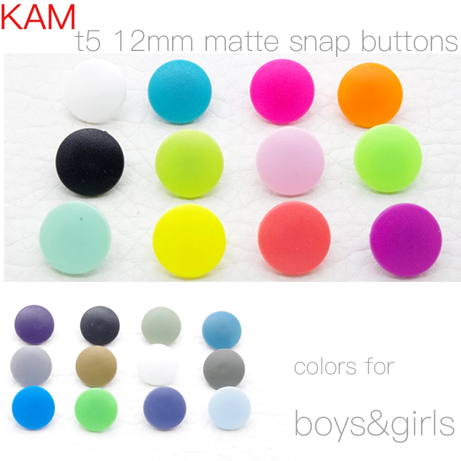 

{12 Colors Mixed Matte Finised} KAM Brand 120 sets 20 12.4mm T5 Matting Plastic Snap Button KAM Frosted Fastener Buttons n
