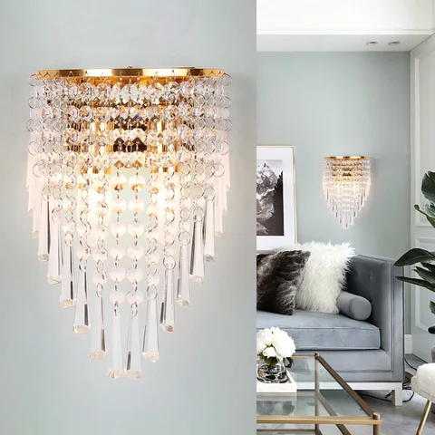 Lâmpada de Parede do Quarto Sala de Estar Luzes do Banheiro Cristal Levou Moderna Corredor Arandela Home Indoor Decoração Iluminação E14 Luz