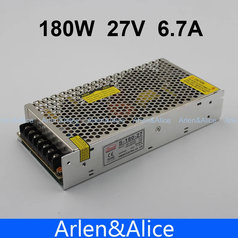 180 W 27 V 6.7A одиночный выход импульсный источник питания для светодиодной полосы света AC к DC