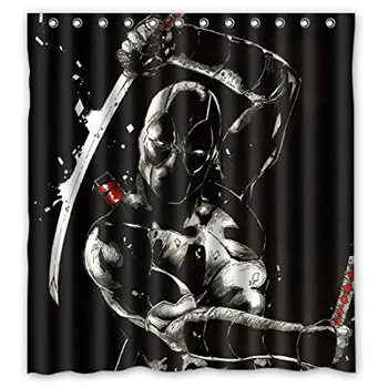 

Bathroom Shower Curtains Deadpool Design Anime 180x180cm Eco-friendly Waterproof Fabric Shower Curtain