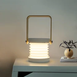 Lanterne Portable LED Pliable à Intensité Réglable, Éclairage de Nuit, Rechargeable par USB, Lampe pour Camping, Plein Air, Lumière pour La Tente ou La Lecture 