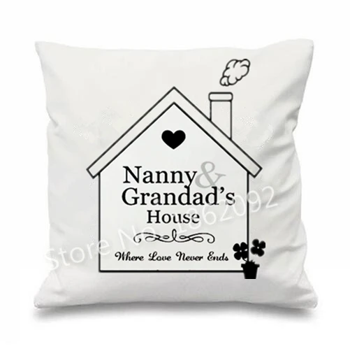 

Новинка няня дедушка Чехлы Симпатичные няня дедушка дом декоративная подушка чехол Nanna Любовь Подарки номер Декор дедушка с двух сторон