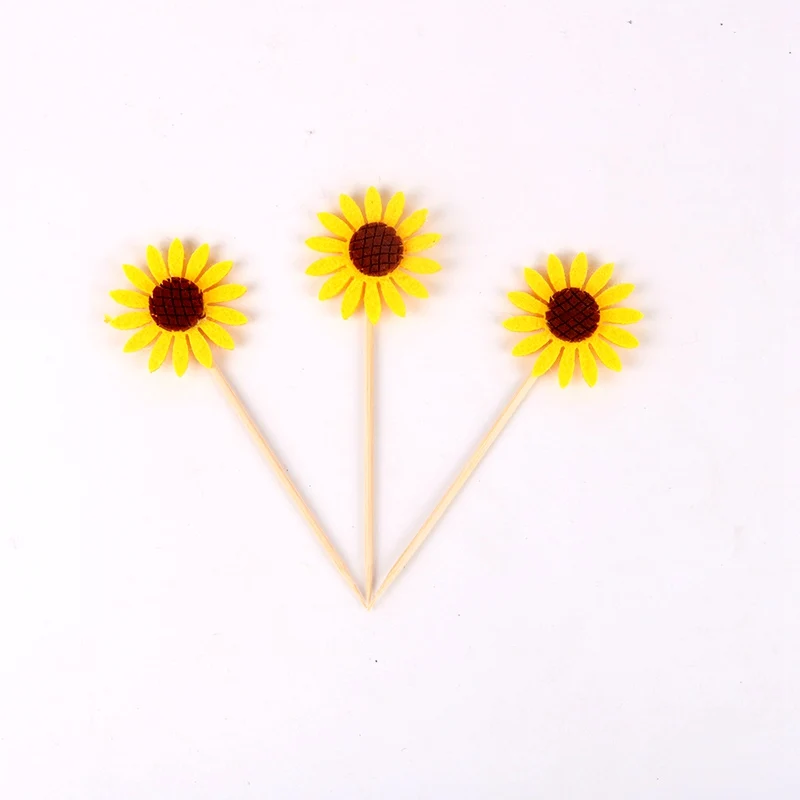 3pcs Lot Cute Sunflower Theme Party Cupcake Toppers For Family
