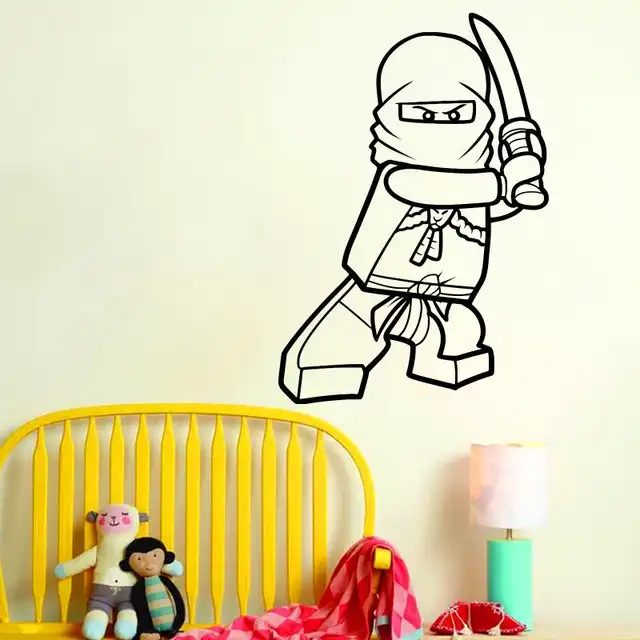 Art Design Pas Cher Vinyle Décoration De La Maison Dessin Animé Lego Ninja Sticker Mural Amovible Maison Décor Jouet Nom Citation Stickers Pour