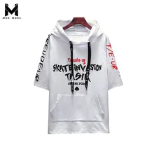 Летние Для мужчин s Повседневное High Street печати Hooded Jogger спортивной моды уличный стиль Повседневное свободные хлопковые Для мужчин спортивный костюм