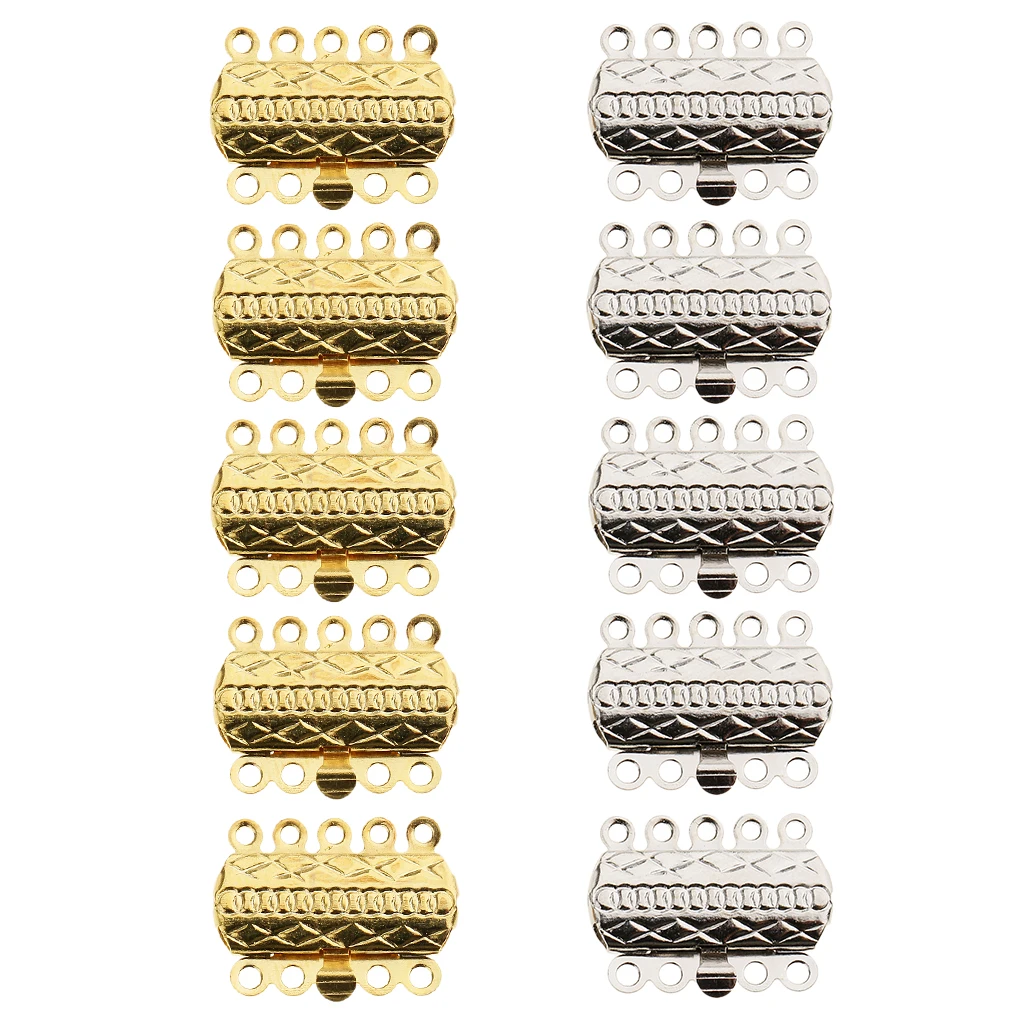 10x Pinch Push Box Clasps 5 Strand Clasp Rectangle 15*14mm Beaded Bracelet Necklace Jewelry Findings Accessories for jewelry