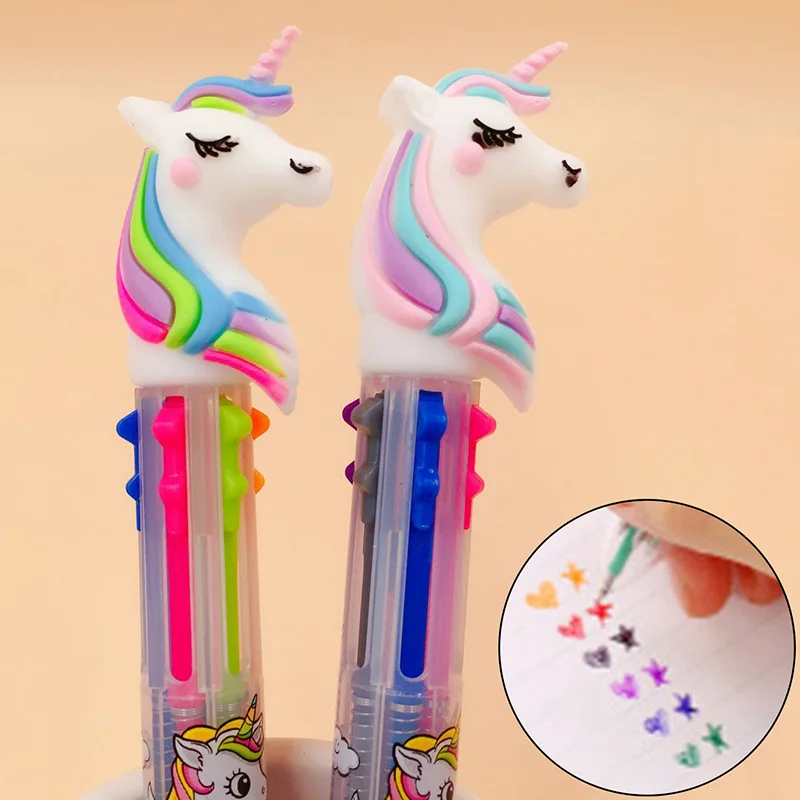 3D Cartoon Unicorn Colorful Ballpoint Pen Ball Point Pens Children Kids Gifts