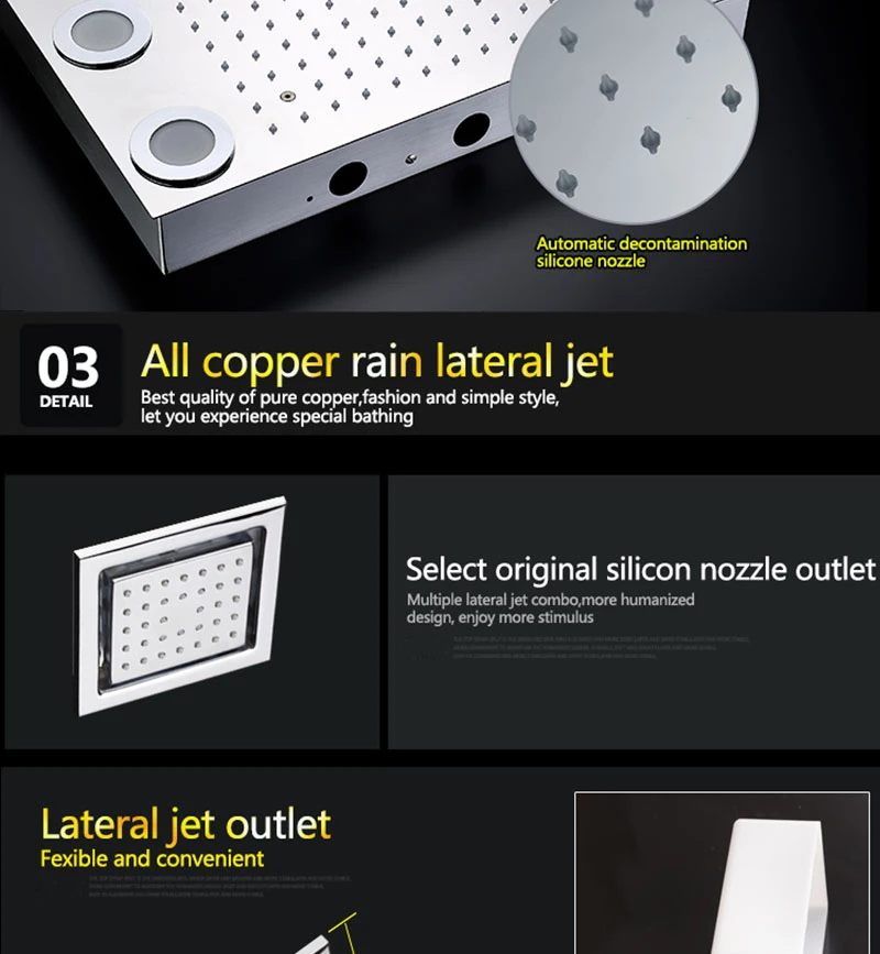 Rain Shower Set Remote Control Color LED Lights Shower Sets 3 Way Temperature Thermostatic Mixer Bathroom 360500mm  (16)