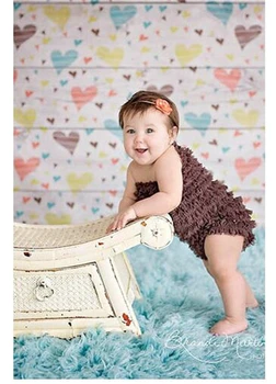 

Photography Backdrop Small Hearts Background for Baby Shower Custom Photo Backdrops Background Yellow Wood Floor Studio Props