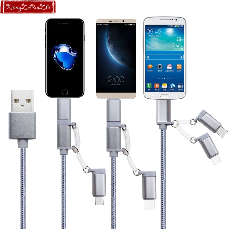 

2A fast charging USB micro type C cable 3 in i USB charging cable fast charge data cable cord to charge the phone