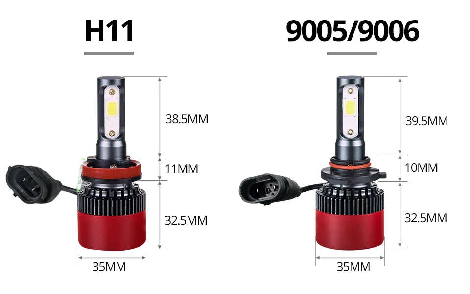 Foxcnsun 3-sided H1 H3 H4 H7 LED H11 9005 9006 9012 HB3 HB4 COB Car LED Headlight Bulbs 72W 8000LM 6500K Auto Headlamp 12v 24v (10)