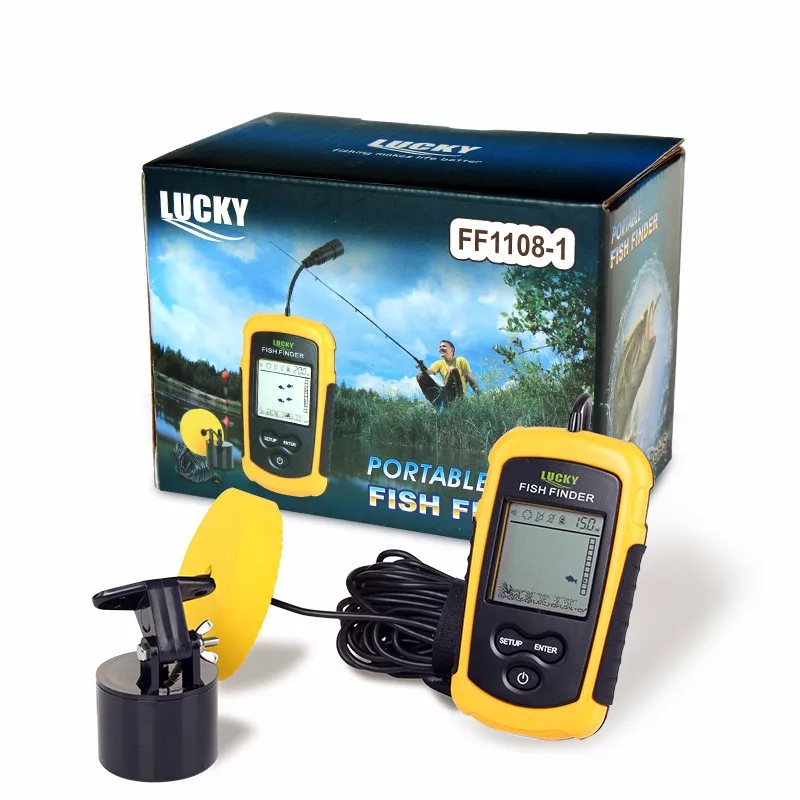 Lucky Fish Finders FFC1108-1 сигнализации м 100 М Портативный Sonar ЖК дисплей Рыбалка приманки эхолот Карп Finder