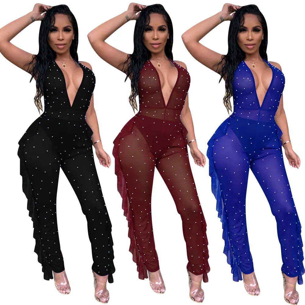 Women Mesh Flutter lace Bodysuit Female Body Suit Transparent Sexy Sleeveless Jumpsuits Romper Plain Elegant Bodysuits 2019 Women Mesh Flutter lace Bodysuit Female Body Suit Transparent Sexy Sleeveless Jumpsuits Romper Plain Elegant Bodysuits 2019