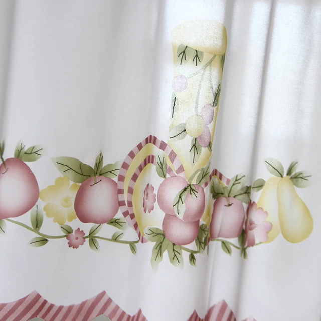 Online New Cafe Short Kitchen Curtains Fruits Design Embroidery Image